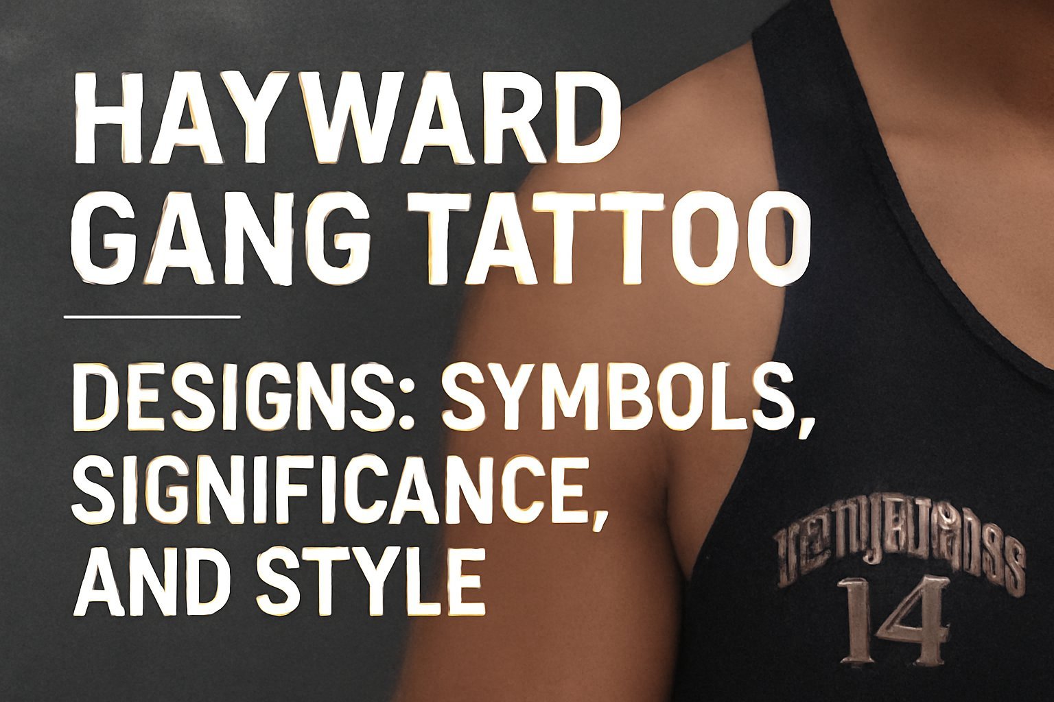Hayward gang tattoo design on arm with bold lettering and number 14