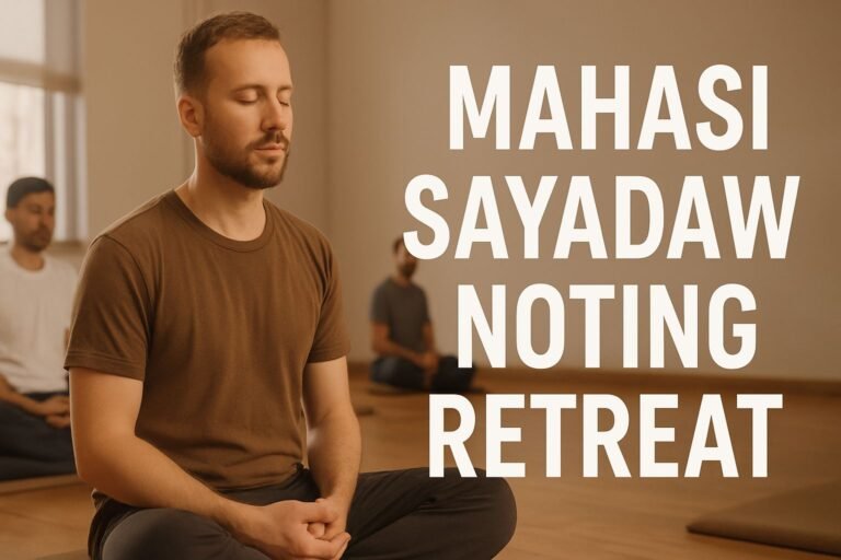 Man meditating during a Mahasi Sayadaw noting retreat mindfulness session